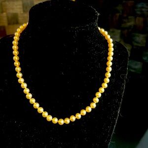 DaneCraft Vintage One String Sterling Pearl Necklace GP Clasp